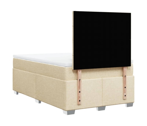 Cama box spring con colchón tela color crema 120x200 cm