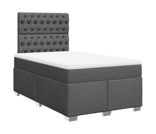 Cama box spring con colchón tela gris oscuro 120x200 cm