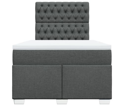 Cama box spring con colchón tela gris oscuro 120x200 cm