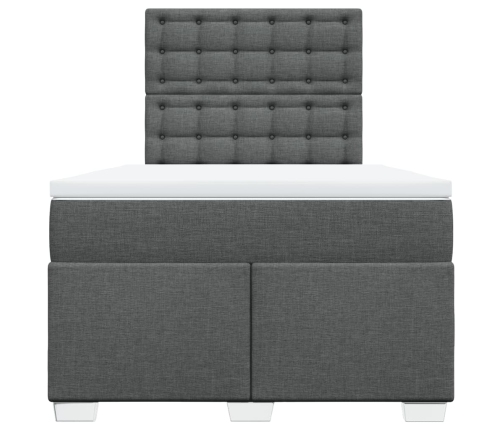 Cama box spring con colchón tela gris oscuro 120x200 cm