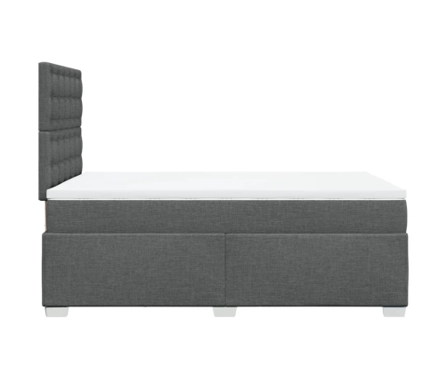 Cama box spring con colchón tela gris oscuro 120x200 cm