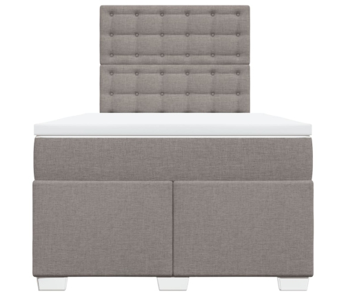 Cama box spring con colchón tela gris taupe 120x200 cm