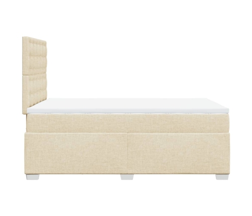 Cama box spring con colchón tela color crema 120x200 cm