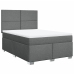 Cama box spring con colchón tela gris oscuro 140x190 cm