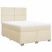 Cama box spring con colchón tela color crema 140x190 cm