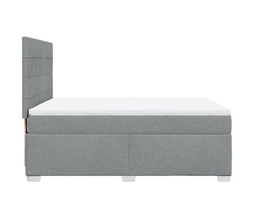 Cama box spring con colchón tela gris claro 140x190 cm