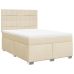 Cama box spring con colchón tela color crema 140x190 cm