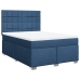 Cama box spring con colchón tela azul 140x190 cm