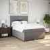 Cama box spring con colchón tela gris taupe 140x190 cm