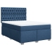 Cama box spring con colchón tela azul 140x190 cm