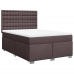 Cama box spring con colchón tela marrón oscuro 140x190 cm