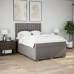 Cama box spring con colchón tela gris taupe 140x190 cm