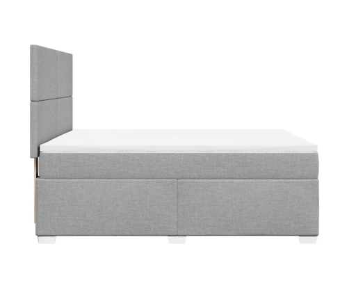 Cama box spring con colchón tela gris claro 140x200 cm