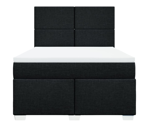 Cama box spring con colchón tela negro 140x200 cm