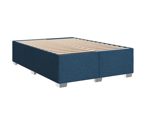 Cama box spring con colchón tela azul 140x200 cm