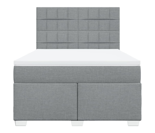 Cama box spring con colchón tela gris claro 140x200 cm