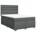 Cama box spring con colchón tela gris oscuro 140x200 cm