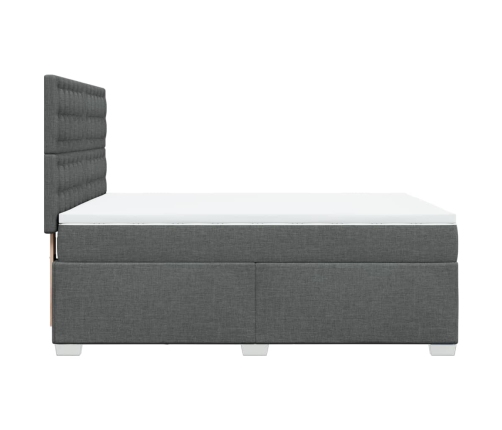 Cama box spring con colchón tela gris oscuro 140x200 cm