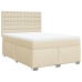Cama box spring con colchón tela color crema 140x200 cm