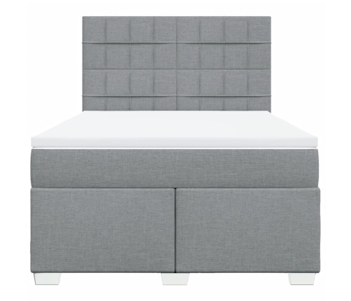 Cama box spring con colchón tela gris claro 160x200 cm