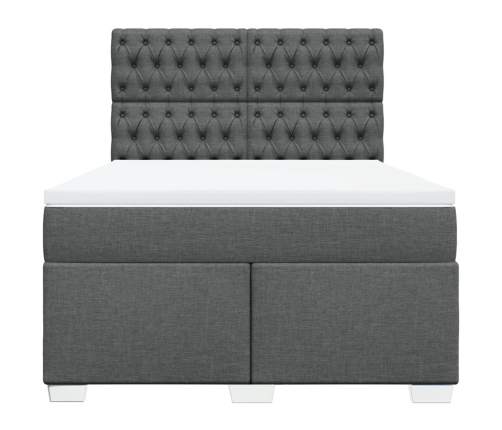 Cama box spring con colchón tela gris oscuro 160x200 cm