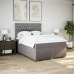 Cama box spring con colchón tela gris taupe 160x200 cm