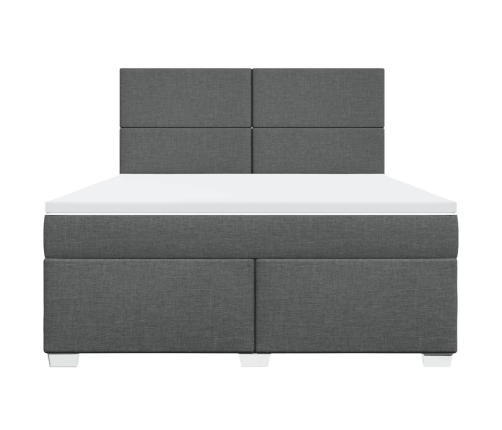 Cama box spring con colchón tela gris oscuro 180x200 cm