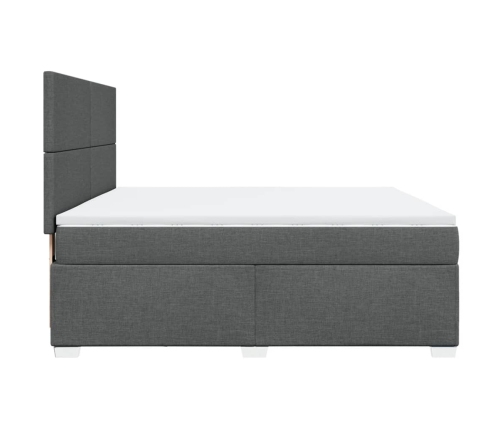 Cama box spring con colchón tela gris oscuro 180x200 cm