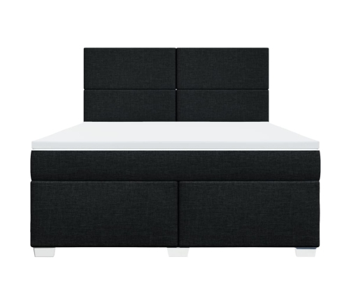 Cama box spring con colchón tela negro 180x200 cm