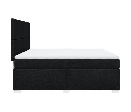 Cama box spring con colchón tela negro 180x200 cm