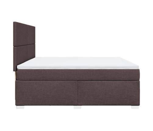 Cama box spring con colchón tela marrón oscuro 180x200 cm