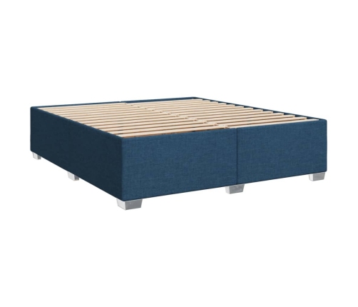 Cama box spring con colchón tela azul 180x200 cm