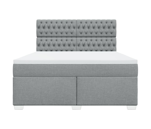 Cama box spring con colchón tela gris claro 180x200 cm