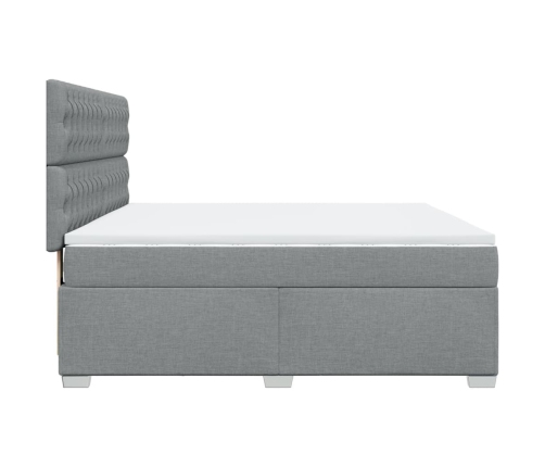 Cama box spring con colchón tela gris claro 180x200 cm