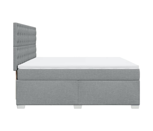 Cama box spring con colchón tela gris claro 180x200 cm