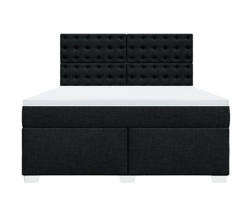 Cama box spring con colchón tela negro 180x200 cm