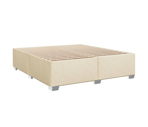 Cama box spring con colchón tela color crema 180x200 cm