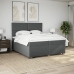 Cama box spring con colchón tela gris oscuro 200x200 cm