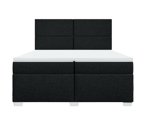 Cama box spring con colchón tela negro 200x200 cm