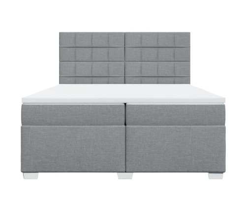 Cama box spring con colchón tela gris claro 200x200 cm