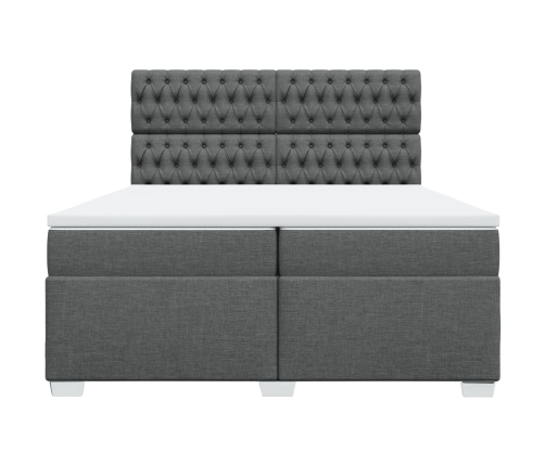 Cama box spring con colchón tela gris oscuro 200x200 cm