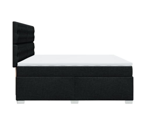 Cama box spring con colchón tela negro 200x200 cm