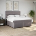 Cama box spring con colchón tela gris taupe 200x200 cm