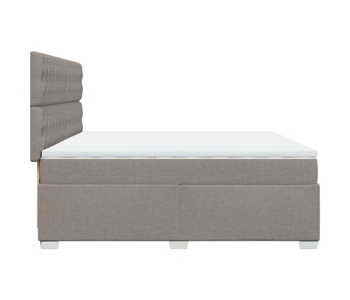 Cama box spring con colchón tela gris taupe 200x200 cm