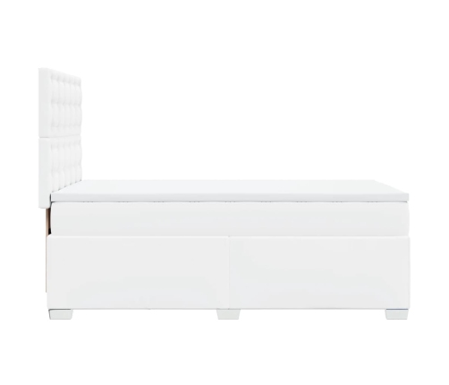 Cama box spring con colchón cuero sintético blanco 80x200 cm