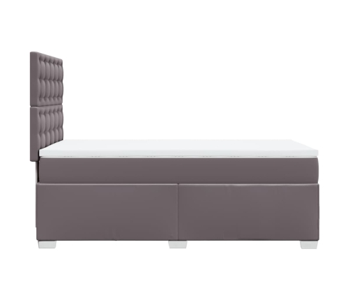 Cama box spring con colchón cuero sintético gris 80x200 cm