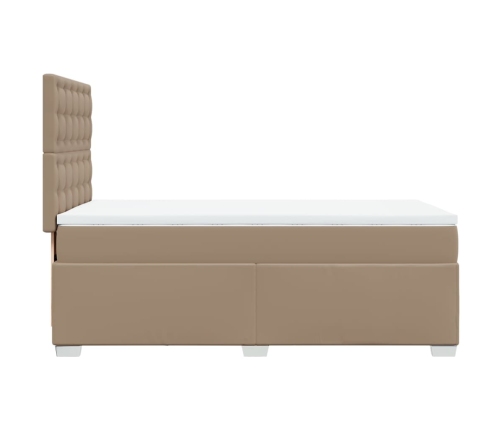 Cama box spring con colchón cuero sintético capuchino 80x200 cm