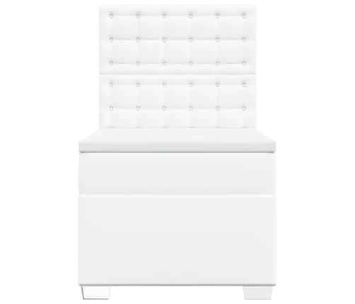 Cama box spring con colchón cuero sintético blanco 90x190 cm