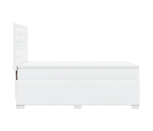 Cama box spring con colchón cuero sintético blanco 90x190 cm