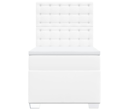 Cama box spring con colchón cuero sintético blanco 90x190 cm